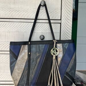 Elegant Black and Blue Tote Bag